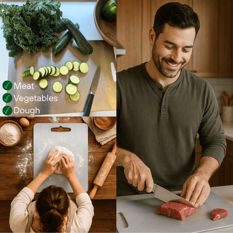🏆Flash Sale⚡ 50K+ SOLD! Almost Gone-💥🎉🔥Stainless Steel Double Sided Chopping Board,Best Gifts
