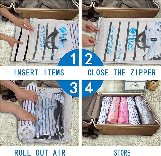 HIBAG Vacuum Storage Bags, 10 Jumbo Space Saver Vacuum Seal Bags, Space Bags, Vacuum Sealer Bags for Clothes, Comforters, Blankets, Bedding (10J)