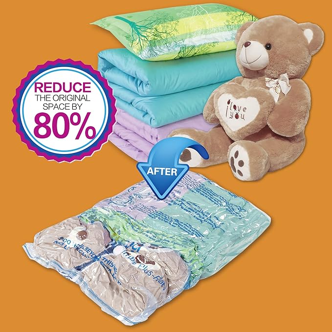 HIBAG Vacuum Storage Bags, 10 Jumbo Space Saver Vacuum Seal Bags, Space Bags, Vacuum Sealer Bags for Clothes, Comforters, Blankets, Bedding (10J)