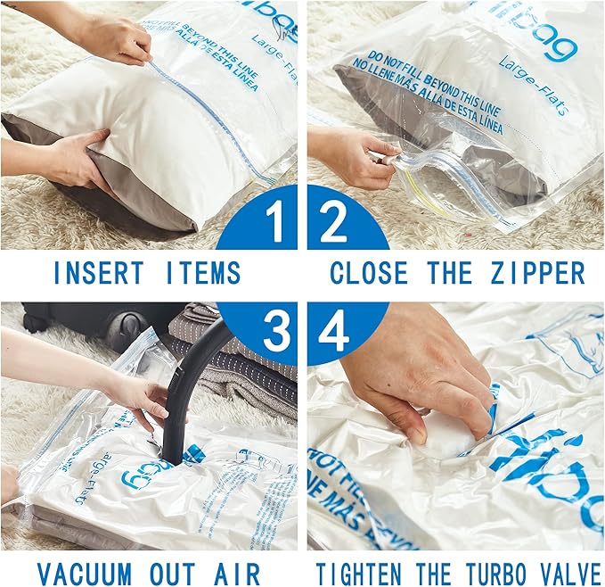HIBAG Vacuum Storage Bags, 10 Jumbo Space Saver Vacuum Seal Bags, Space Bags, Vacuum Sealer Bags for Clothes, Comforters, Blankets, Bedding (10J)