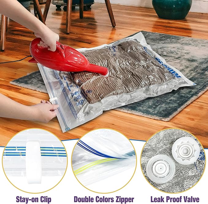 HIBAG Vacuum Storage Bags, 10 Jumbo Space Saver Vacuum Seal Bags, Space Bags, Vacuum Sealer Bags for Clothes, Comforters, Blankets, Bedding (10J)